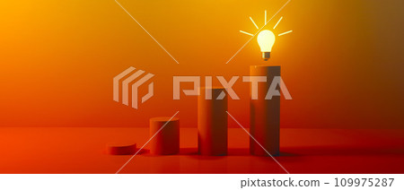 Idea light bulbs on the podiums - 3D Idea light bulbs on the podiums - 3D 109975287