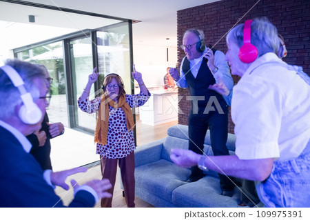 Silent Disco Seniors, Vibrant Dance Party in Motion Silent Disco Seniors, Vibrant Dance Party in Motion 109975391