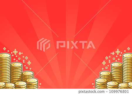 Coin and concentrated line background red horizontal Coin and concentrated line background red horizontal 109976801