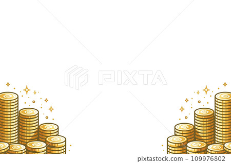 硬幣和閃光背景白色水平 109976802