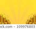 Coin and concentrated line background yellow horizontal 109976803