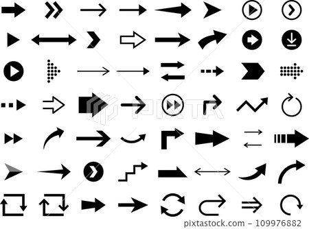 Monochrome arrow icon set 109976882