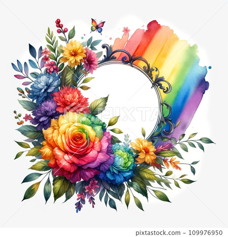 Bouquet of roses painted in watercolor 109976950