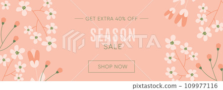 Creative summer sale banner in trendy bright colors with tropical leaves and discount text 109977116