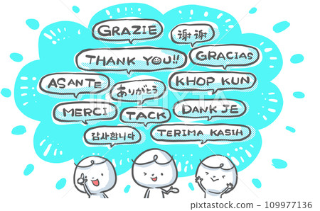 用世界各國語言傳達「謝謝」的吸睛｜藍色 109977136