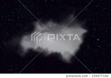 Grey gas cloud of nebula in outer space. Fantastic cartoon starry cosmos illustration. 109977166