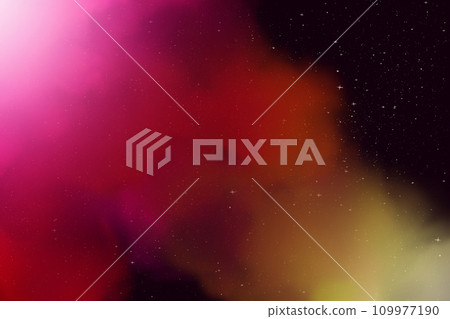 A fantastic cartoon nebula in space. Luminous vivid clouds of gas nebula in red, white and yellow colors. Cosmic illustration. 109977190