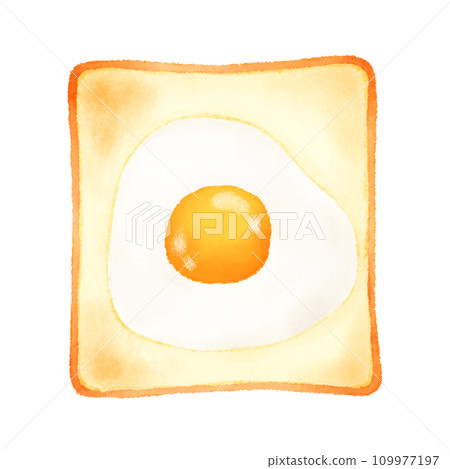 Illustration of toast with fried egg on top 109977197