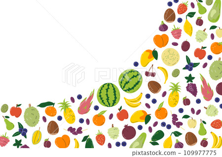 Wavy fruity food banner concept design isolated Wavy fruity food banner concept design isolated 109977775