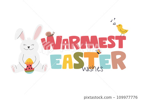 Warmest easter wishes with bunny and singing chick Warmest easter wishes with bunny and singing chick 109977776