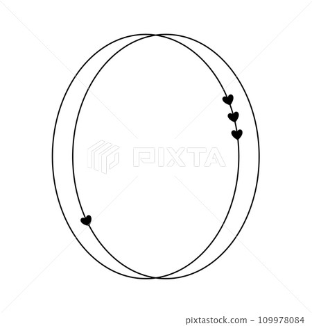 Valentine Day round love aesthetic frame with hearts. Trendy monoline geometric minimalist linear shape for social media or poster design Valentine Day round love aesthetic frame with hearts. Trendy monoline geometric minimalist linear shape for social media or poster design 109978084