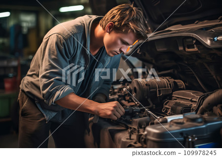Attractive confident male auto mechanic working in Car Service 109978245