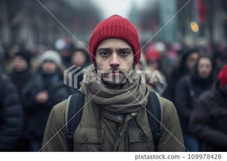 Protesters on streets. Struggle for rights. Generative AI 109978426