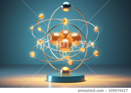 Molecule model with electrons and atom. Generative AI 109978427