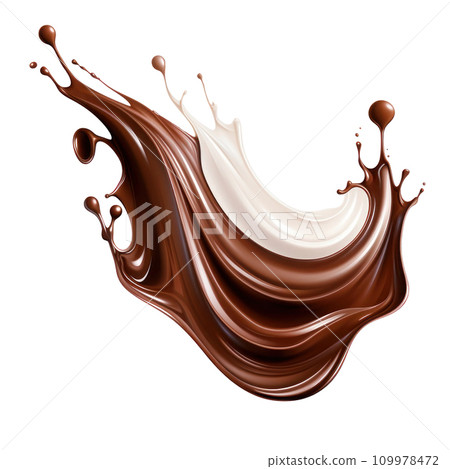 Splash of melted chocolate isolated. Generative AI Splash of melted chocolate isolated. Generative AI 109978472