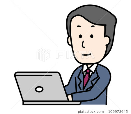 A businessman who works on a personal computer A businessman who works on a personal computer 109978645