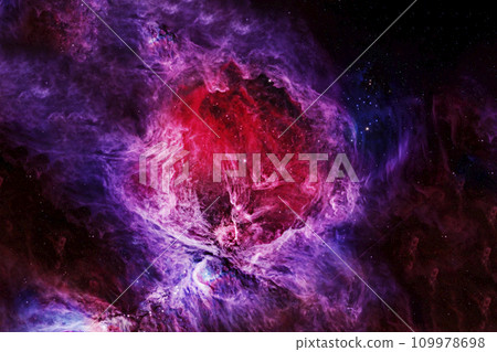 Beautiful galaxy of red color with stars. Elements of this image were furnished by NASA. Beautiful galaxy of red color with stars. Elements of this image were furnished by NASA. 109978698
