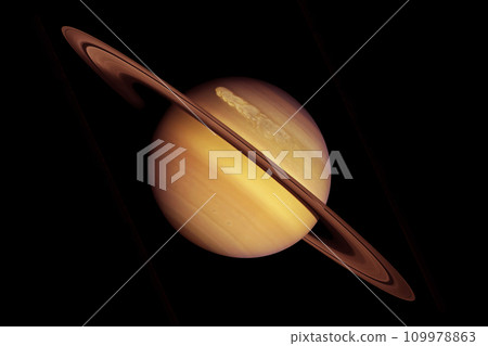 Planet Saturn on a dark background. Elements of this image furnished by NASA 109978863