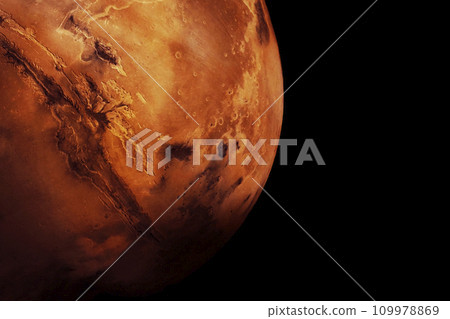Planet Mars on a dark background. Elements of this image furnished by NASA Planet Mars on a dark background. Elements of this image furnished by NASA 109978869