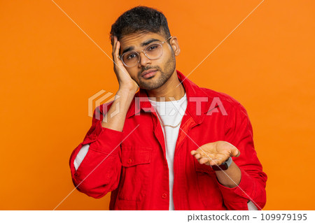 Sad Indian man loses becoming surprised by lottery results, bad fortune, loss, unlucky fortune news 109979195