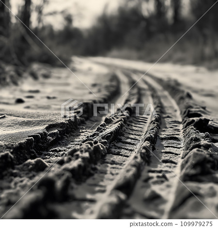 Tire tracks background Tire tracks background 109979275