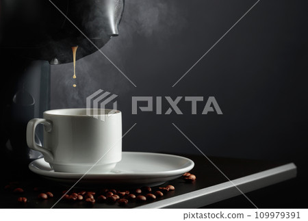 Espresso machine making fresh coffee. Espresso machine making fresh coffee. 109979391