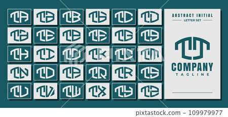 Abstract curve shape initial T TT letter logo design bundle 109979977