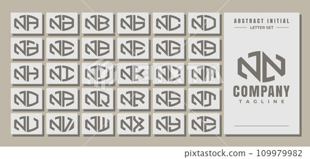 Minimalist line curve abstract letter N NN logo design set 109979982