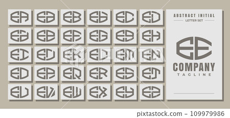Minimalist line curve abstract letter E EE logo design set 109979986