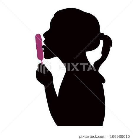 a girl eating ice-cream, head silhouette vector a girl eating ice-cream, head silhouette vector 109980010