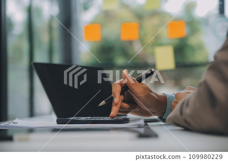 Group of business people working together in the office new concept business project presentation ideas. 109980229