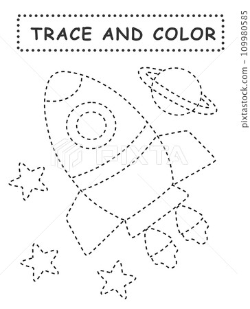Rocket tracing coloring page Rocket tracing coloring page 109980585