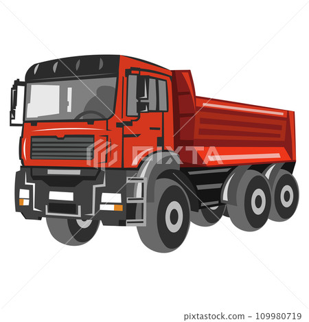 Red construction truck vector image on white background. 109980719