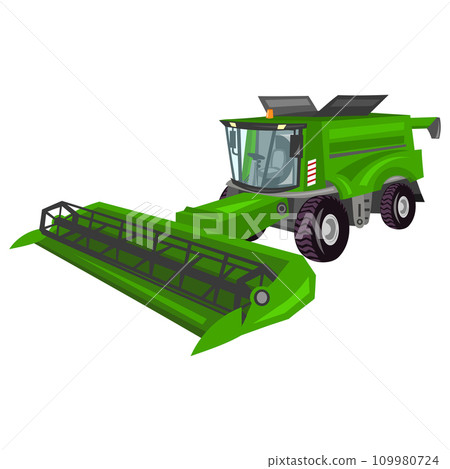 Green agricultural combine harvester machine vector image on white background. 109980724