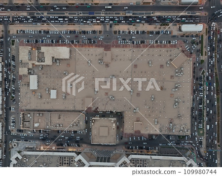 Drone shot flying. Saudi Arabia. Riyadh. Road. Day. 109980744