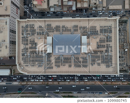 Drone shot flying. Saudi Arabia. Riyadh. Road. Day. Drone shot flying. Saudi Arabia. Riyadh. Road. Day. 109980745