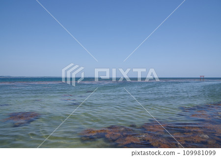石川縣珠洲市見附島漂浮鳥居的海 109981099