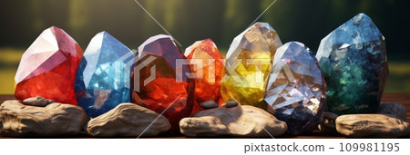 Colored gemstones minerals 109981195
