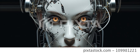 Cyborg with human and machine body parts 109981221