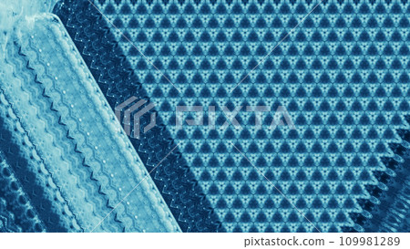 Mosaic ornament. Abstract design. Neon blue color glowing digital motif pattern geometric creative graphic art illustration background. Mosaic ornament. Abstract design. Neon blue color glowing digital motif pattern geometric creative graphic art illustration background. 109981289