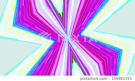 Geometric glitch. Pixel art. Neon rays. Bright pink blue white color x shape zigzag lines noise graphic design abstract illustration background. 109981355