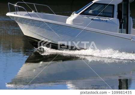 Boat ripple image Boat ripple image 109981435