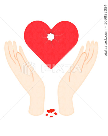 Watercolor style of a hand healing a hurt heart 109982084