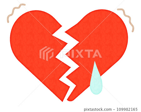 Watercolor style of a heart that breaks in two and cries Watercolor style of a heart that breaks in two and cries 109982165