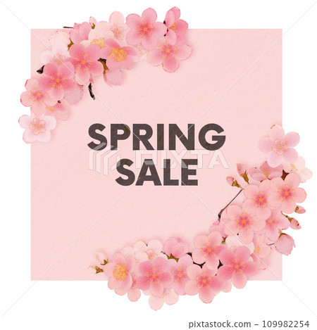 水彩櫻花盛開粉紅色背景框架 109982254