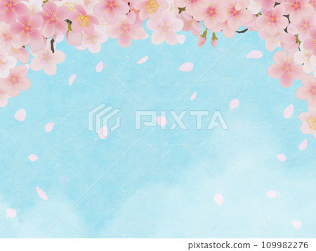 Landscape with cherry blossoms against the blue sky Landscape with cherry blossoms against the blue sky 109982276