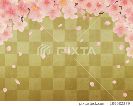 背景設計櫻花與金葉 109982279