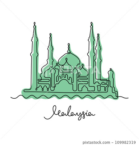 Crystal Mosque, Malaysia vector illustration Crystal Mosque, Malaysia vector illustration 109982319
