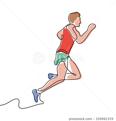 Running athlete one line vector illustration Running athlete one line vector illustration 109982359