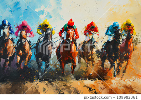 強大的賽馬場景 109982361